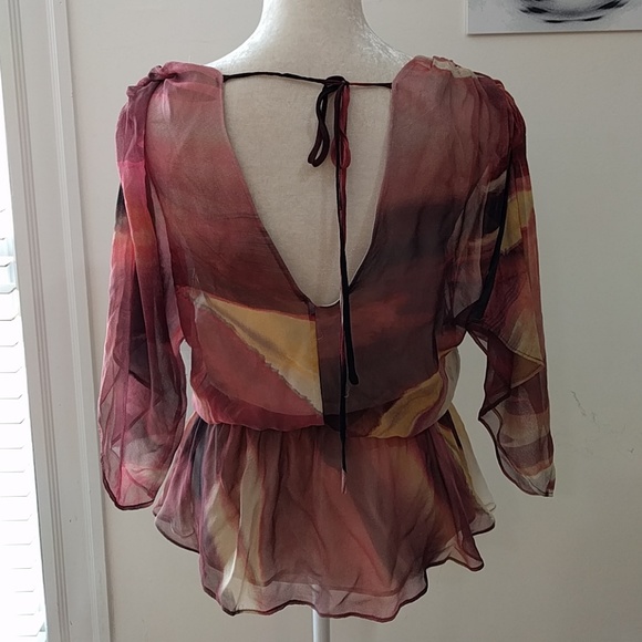 Alice + Olivia Silk Dolman Flutter Multicolor Top - Picture 3 of 5